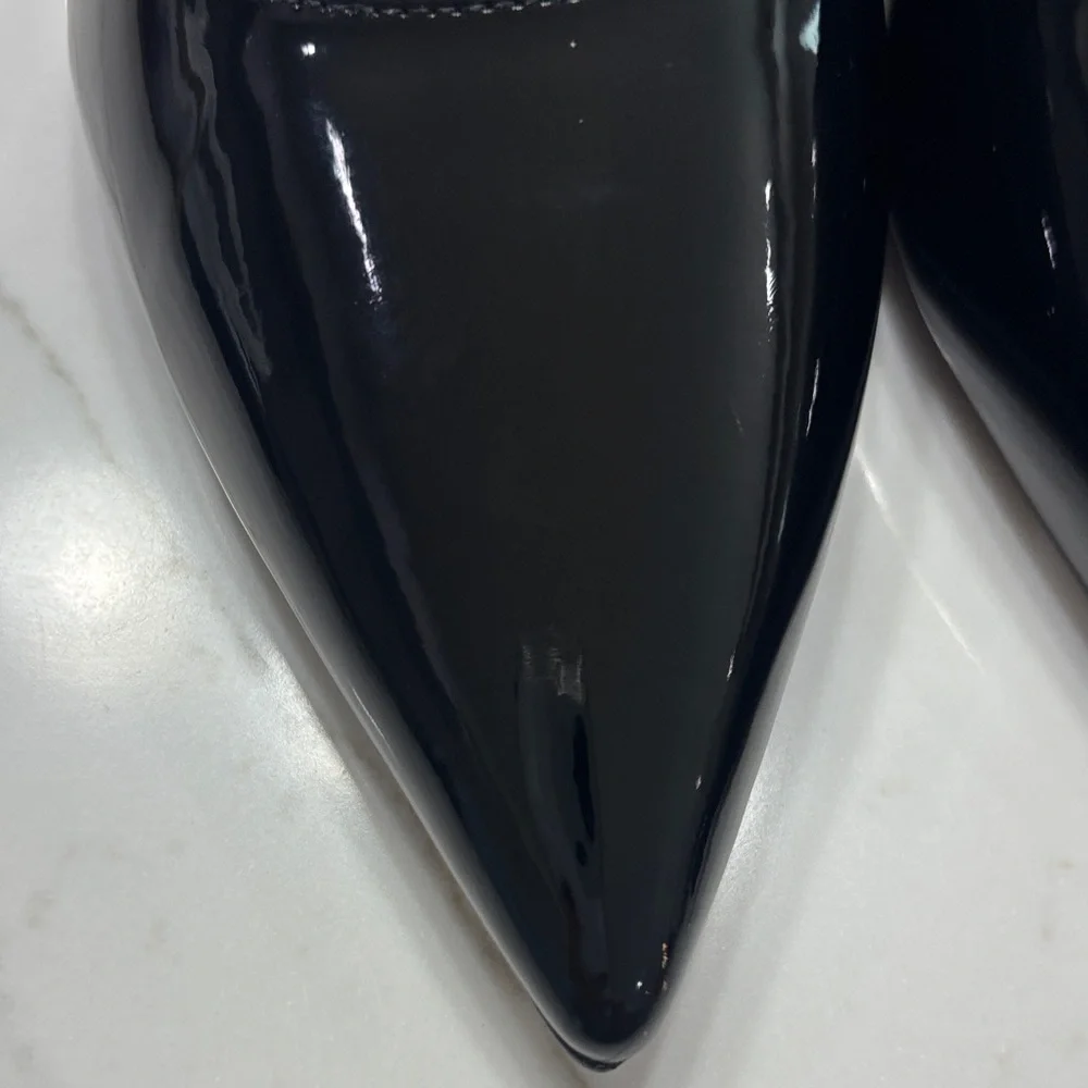 Steve Madden Black Patent Pointed Slingback Pumps - Picture 5 of 12